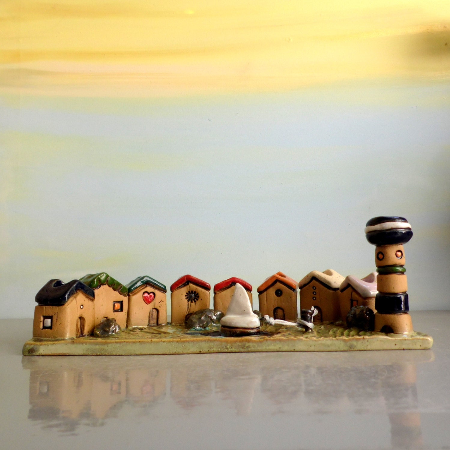 Menorah Houses Hanukkah Menorah Hanukkah gift Jewish