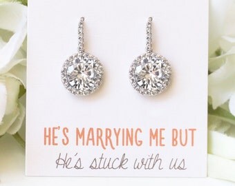 Maid of Honor Gift, Silver Bridesmaid Earrings, Personalized Gift, Bridesmaid Earrings, Silver Earrings Dangle, Bridal Party Gift E294S