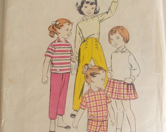 Butterick 8688 is for a 1950 pattern for a 2 year old childs sport togs with unique capri shirt, pleated skirt, & 3 lengths of sailor pants