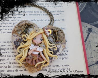 Ooak doll steampunk heart (necklace)