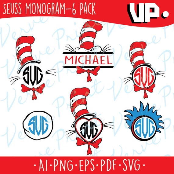 Dr Seuss Svg Seuss Monogram Svg Cat In The Hat Svg Ai Eps