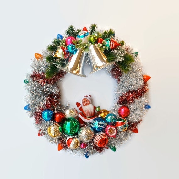 christmas ornament wreath garland tree light retro upcycled christmas ornament wreath garland tree light retro upcycled