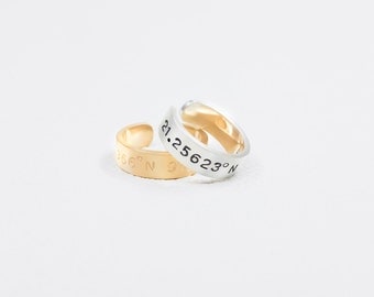 20% OFF Latitude Longitude Ring / Custom Coordinates Ring / Personalized Coordinates Jewelry / Coordinates Gift in Silver / JR01