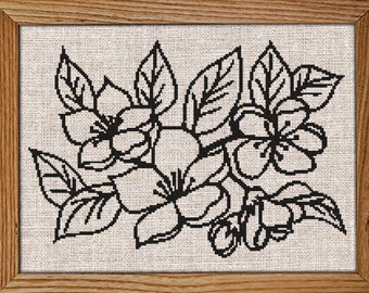 NEW / Modern Cross Stitch Pattern / PDF Chart Instant Download / Blooming FLOWERS / Blossom / Spring