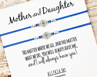 Set of Two Mother Daughter Bracelets | No Matter Where No Matter What | Mom, Daughter Gift Jewelry | Mother's Day | Matching Bracelets
