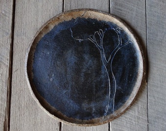 Ceramic indigo plate, rustic plate, tree plate,Australian ceramics, Hand made plate, ceramics and pottery, stoneware plate