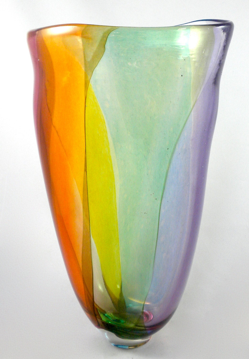 Rainbow Vase hand blown glass vase colorful bright