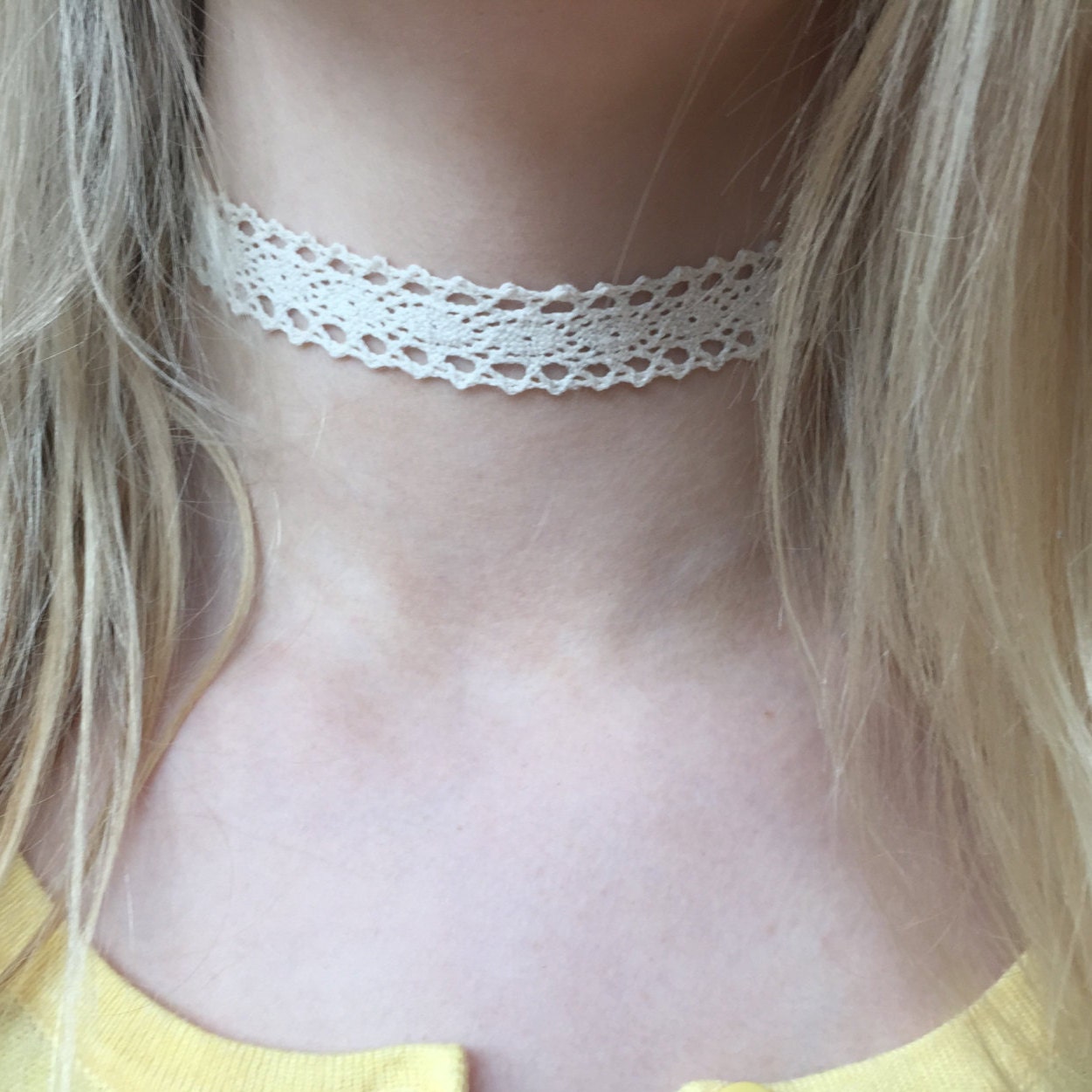 Ivory Lace Choker Ribbon Choker Lace Ribbon Choker Cream Color