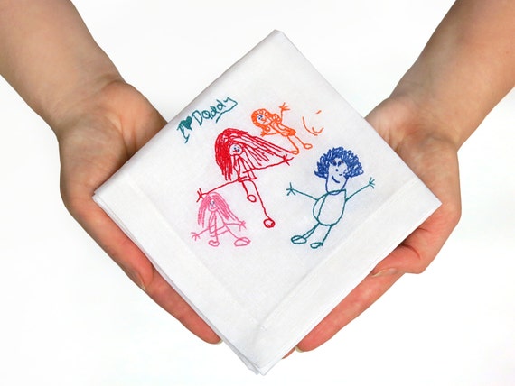 Your child's drawing embroidered handkerchief Custom