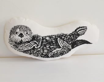 Otter Plush - Otter Pillow - Organic Cotton - Animal Accent Pillow - Sea Otter Throw Pillow - Animal Pillows - Plushie - USA Made Home Decor