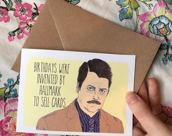 Ron Swanson Parks and Recreation Parks and Rec Birthday Card
