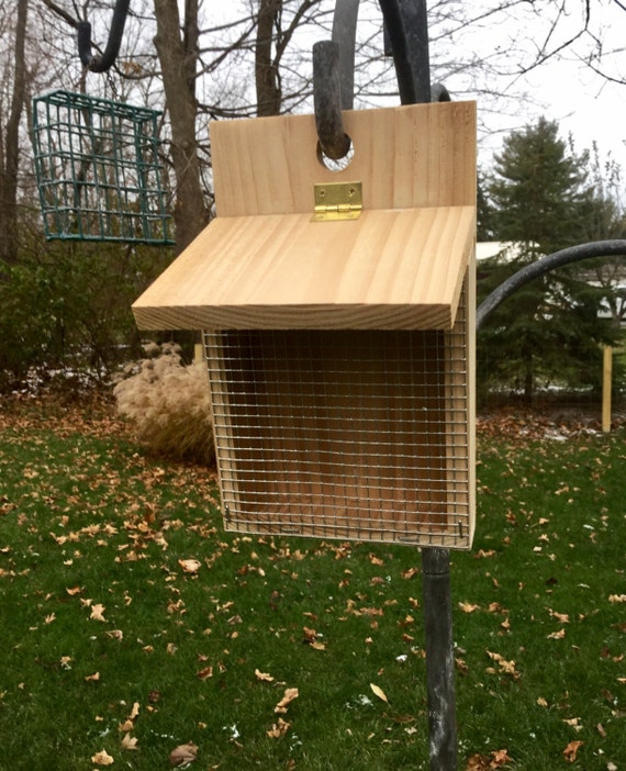 Handcrafted Cedar Suet Feeder with Hinged Roof. A great way