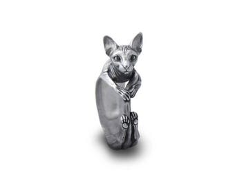 Sphynx ring Sphynx jewelry Cat ring Cats Love pets Silver cat Silver sphynx Animal ring