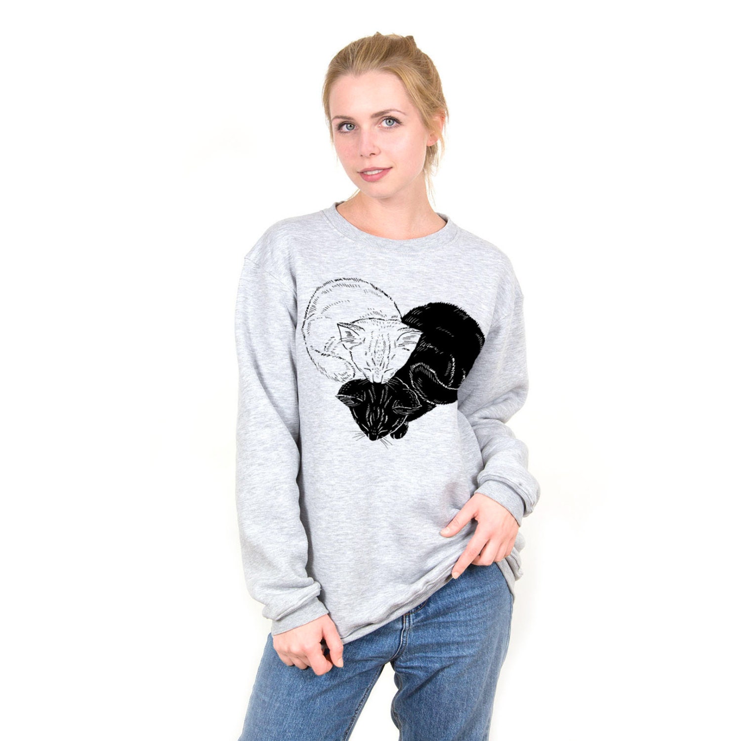 Cat Sweatshirt Cat Sweater with Cat Pullover Cat Cute