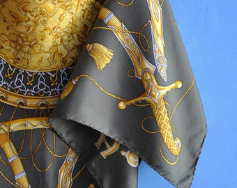 Vintage silk scarf, Aigner silk scarf, Green scarf, Silk print scarf, Made in Italy