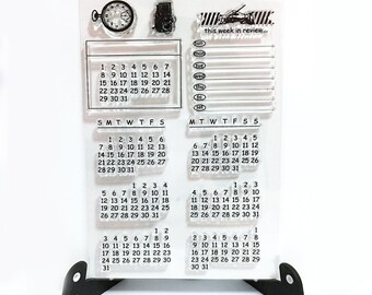 Calendar Stamp, Clear Transparent Stamp, Rubber Stamp, Planner Journal Accessories