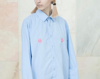 Feminist Shirt | Free The Nipple Blue Oversize Shirt | Feminist Tees Women's Feminism Tees | The Future is Female Shirt | Girl Power Shirt