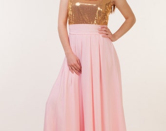 Long chiffon and sequin bridesmaid dress Gold sequin dress Gold sequin bridesmaid dress Gold sequin prom dress Long sequin dress 15+ colors