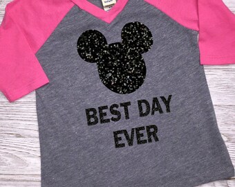 Girls Disney Vacation Shirt | Raglan Tee | Best Day Ever | Disney Cruise | Mickey Mouse Shirt | Disney Trip | Mickey Birthday | Disney World