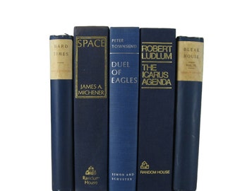 Blue French Country, Room Decor, Vintage decorative books, old books, blue books, book set , wedding table decoration, book centerpiece