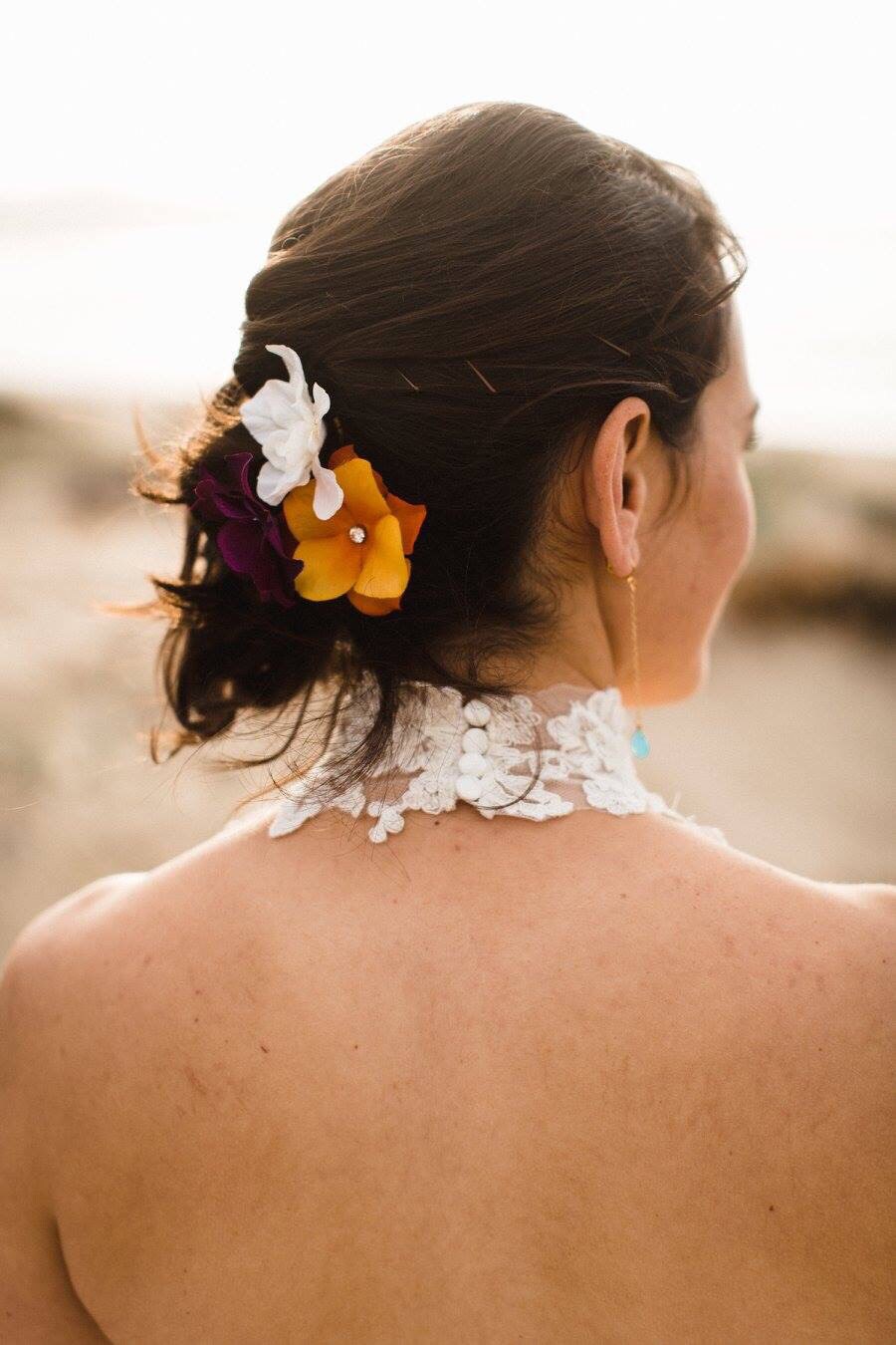 Orange Flower Hair Clips Hydrangea Hair Pins 2 pcs