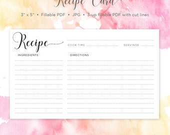 Printable Recipe Sheet Template Recipe Card Recipe Binder