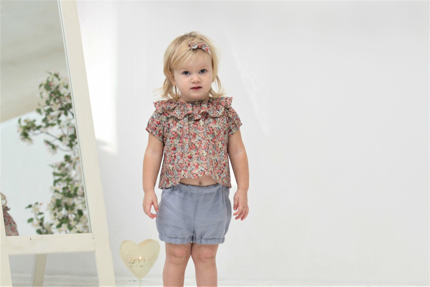 Baby girl ruffle collar top Baby girl cotton blouse 1st