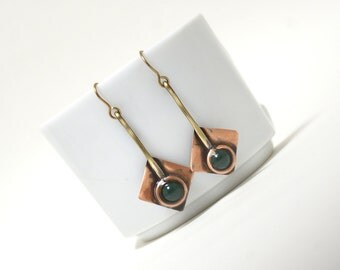 Rustic Copper Earrings, Copper Dangle Earrings, Copper Jewelry, Long Copper Earrings, Rustic Jewelry, Anniversary Gift For Women