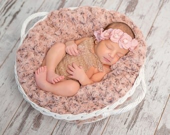 Pink rosette Headband, Baby Headbands,Lace Headband, Pink Baby Headband, Easter Headband, Flower Girl Headbands, wreath Headbands