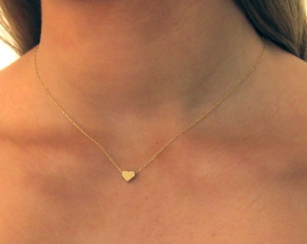 Gold Heart Necklace , 14K Gold Filled Tiny Heart Necklace , Heart Necklace , Gold Necklace , Love Necklace , Dainty Necklace , Heart Charm