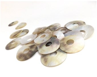 35mm Brown Lip Shell Donut, Mother Of Pearl, Pendant, Connector