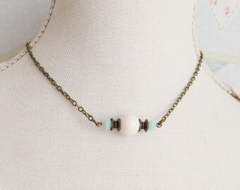 Big pearl choker necklace, beaded chokers, Swarovski elements, bridesmaid jewelry, gift for her, beach wedding jewelry, short necklaces