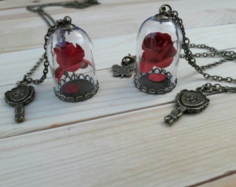 Beauty & The Beast Enchanted Rose Necklace