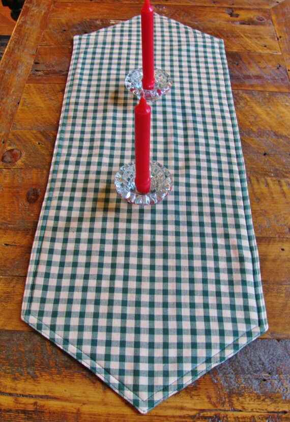 Green/Tan Checkered Table Runner
