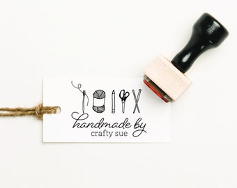 Made by Stamp, Handmade By Stamp, Etsy Shop Stamp, Etsy Shop Name Stamp, Business Card Stamp, Knitted By Stamp, Self-Inking Stamp (SMADE151)