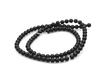 60 beads of Agate black round 6mm