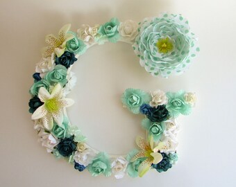 Custom name letter - Flower name letter - Green letter G - Wedding decor - Nursery wall letters - Girls room decor - Photography prop