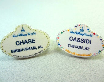 Customized Disney World Name Tag, Disney World Lapel Pin, Disney World Badge, Disney World Button