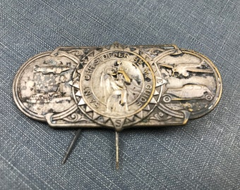 St. Christopher, Vintage Catholic, Vintage Car Accessory, Vintage Badge, Vintage Badge Pin, Vintage Religious Pin, Vintage Pin, Vintage Car