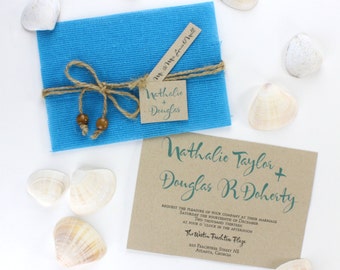 Beach Invitations, Turquoise, Beach Wedding, Destination Invitation, Wedding Invitations, Beach Invites, Turquoise Invites l ON SANDY SHORES