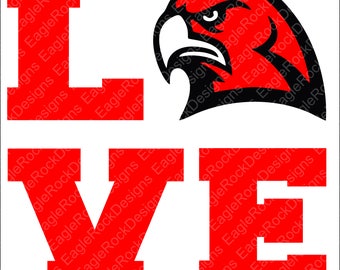Love Hawks SVG, DXF, EPS, Png Cut File for Cameo and Cricut, Hawks Svg, Love Svg, Hawks Cut File, Cheer Svg, Cheer Cut File