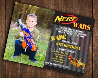 Nerf Invitation | Nerf Gun Party | Nerf Wars | Nerf Birthday |