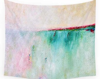 Pink Wall Tapestry, Turquoise Tapestry, Teal Wall Decor, Abstract Tapestry, Art Tapestry, Coastal Decor, Beach Tapestry, Modern Wall Decor