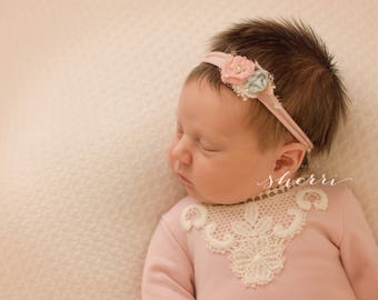 Newborn, Newborn Headband, Floral Headband, Knit Headband, Rose Headband, Baby Girl Prop, Newborn Photography, Newborn Prop