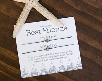 Best Friend Wish Bracelet, Friendship Bracelet, set of two bracelets, Make a Wish, Gift for Best Friend, Girl Present, Flower, Custom Gift