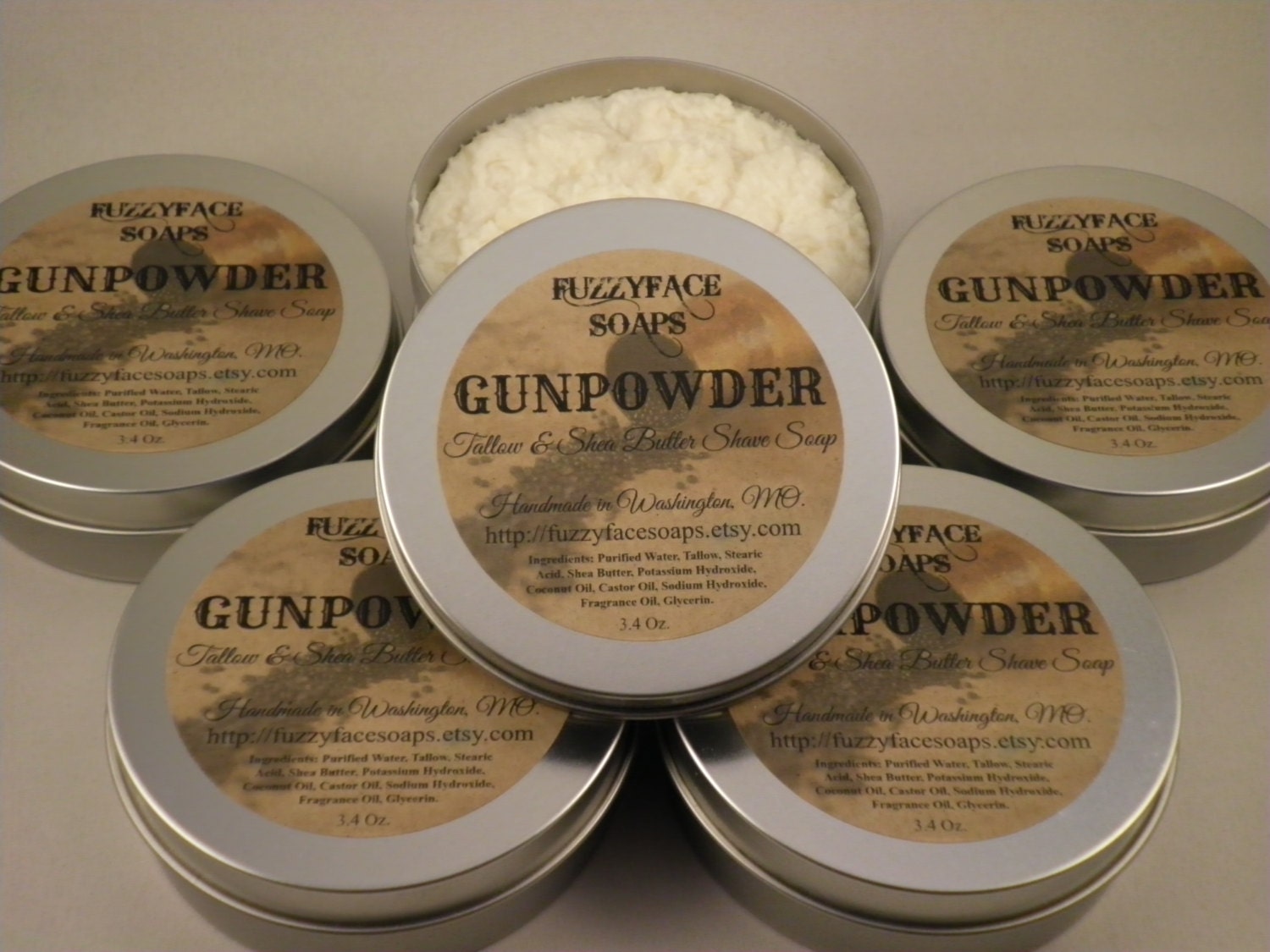 GUNPOWDER Luxury Tallow and Shea Butter Shaving Soap