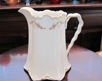 Vintage White and Gold Porcelain Pitcher