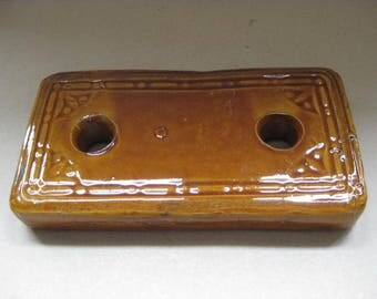 French vintage brown glazed "chauffeuse" bed warming stone.