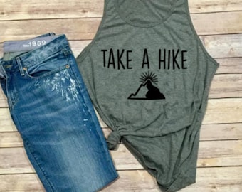 Take A Hike Tank - Hike- Hiking Shirt - Mountains - Women's Tank - Unisex Adult Clothing - Woman's Shirt - Camping - Men's Shirt - Triblend