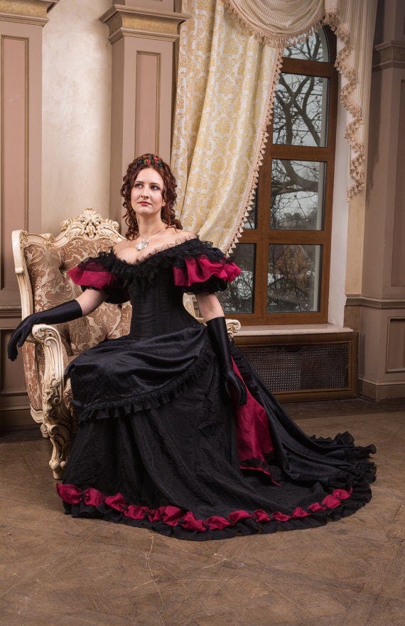 Red and black victorian handmade dress